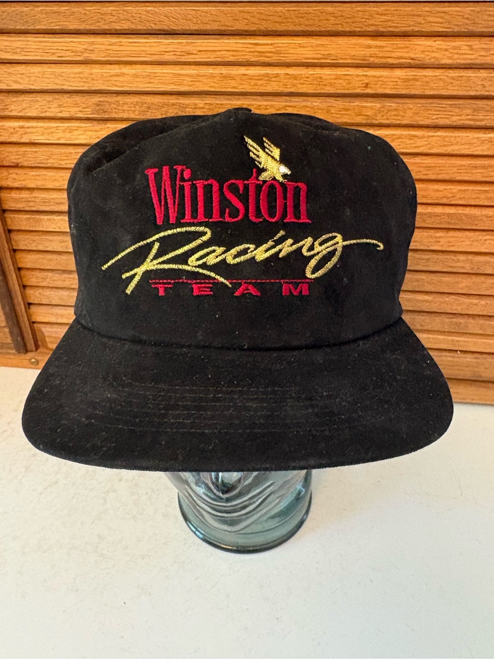 Vintage Winston Racing Team Hat Cap Snap Back Adult Black Velvet Nascar 90s